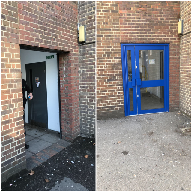 aluminium door installed to school in Chiswick West London
